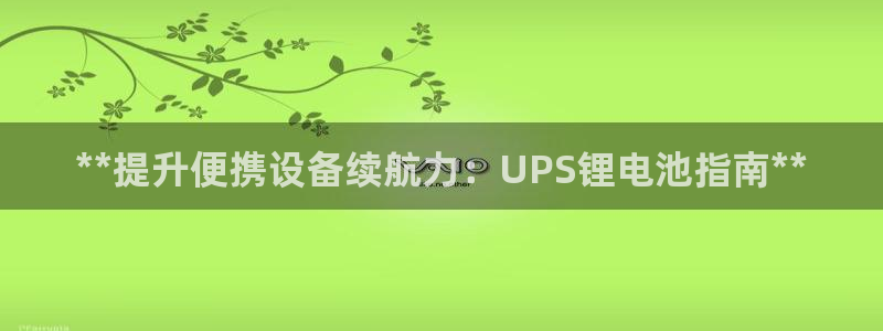 凯时国际网站域名：**提升便携设备续航力：UPS锂电池指南**